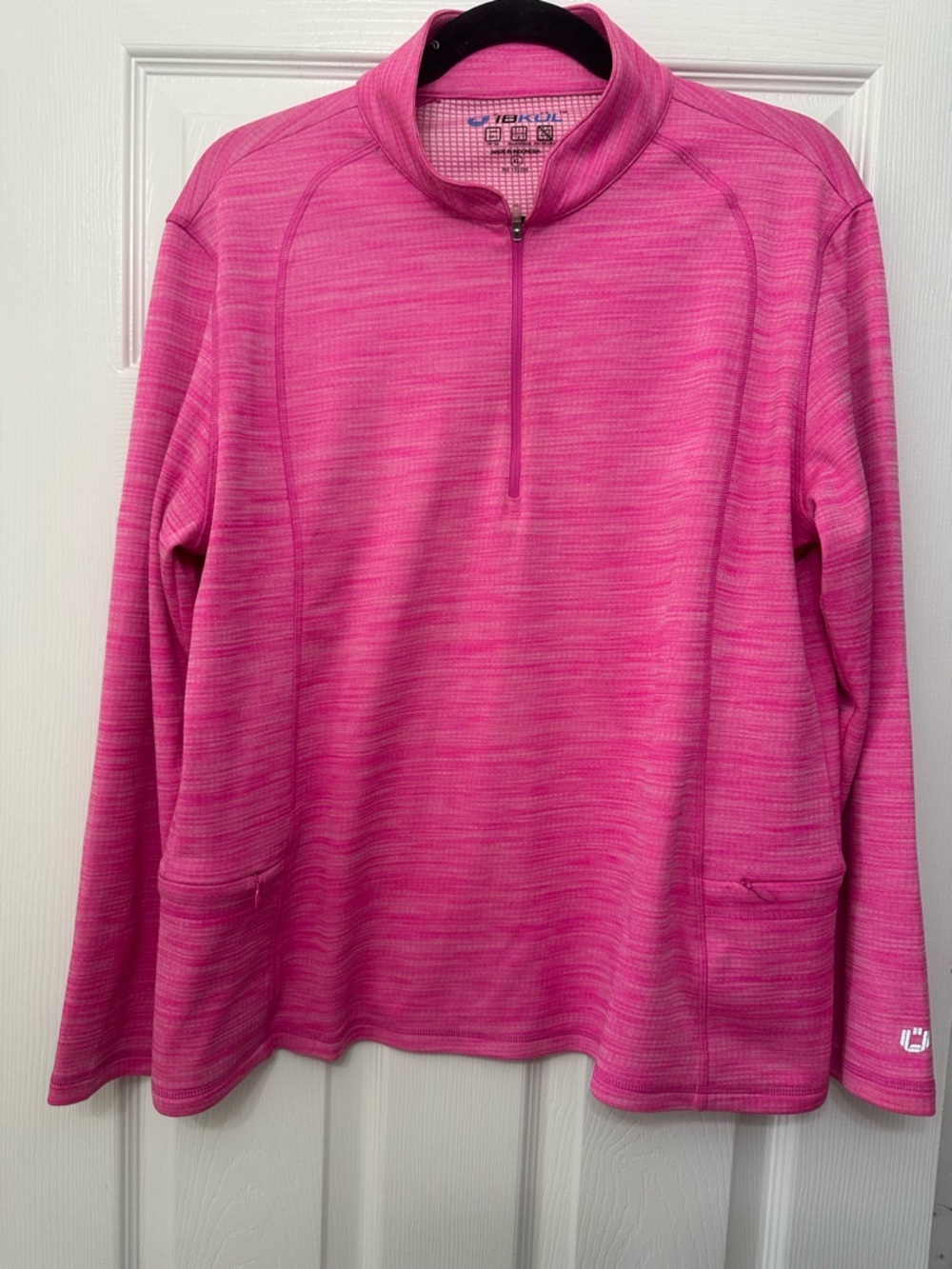 IBKUL Hot Pink Heathered Quarter-Zip Pullover